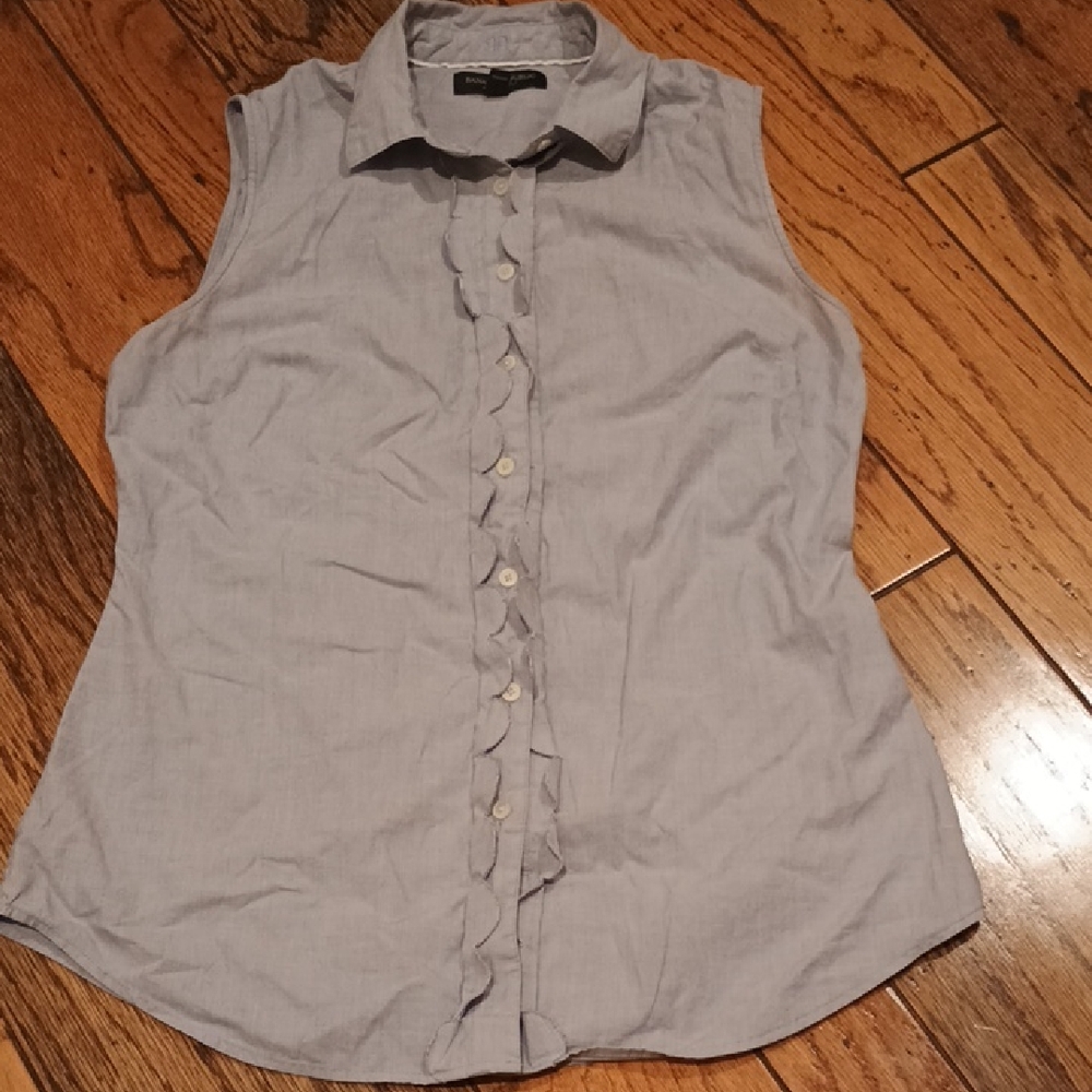 Banana Republic Sleeveless Button Down Ruffle Shirt Women's Size 4
